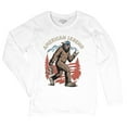 thumbnail image 5 of American Legend Bigfoot Women's Long Sleeve T-shirt Patriotic Funny Sasquatch Fan 4 July USA Flag Beer BBQ Tailgate Party, 5 of 7