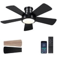 thumbnail image 1 of Ventilador de techo Hounberi de 40 pulgadas, negro, montaje empotrado, reversible, DC, 1 of 9