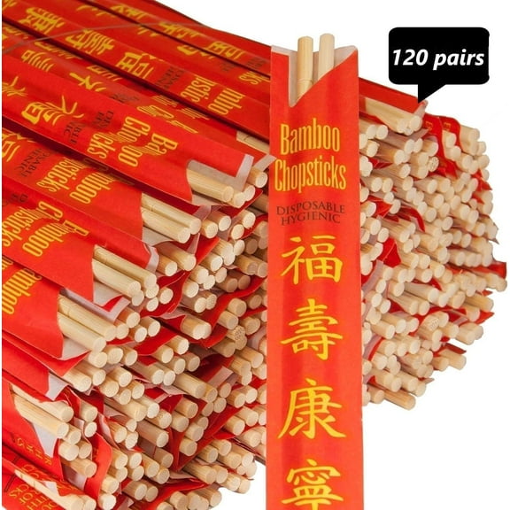 120 pairs Palillos UV Treated Premium Disposable Bamboo Chopsticks Sleeved and Separated