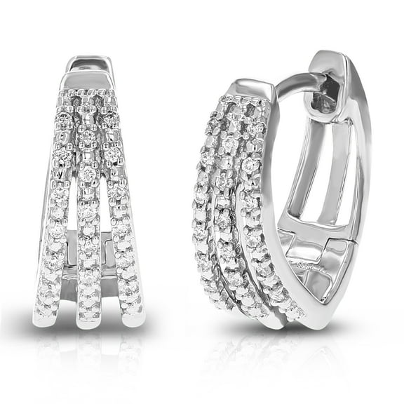 Vir Jewels 1/10 CTTW Lab Grown Diamond Hoops Earrings in Sterling Silver With Hidden Post For Women
