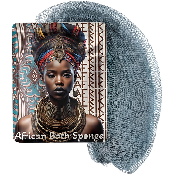 African Net Sponge, Premium Authentic Exfoliating Body Scrubber, Extra Long Stretch Bath Sponge for Shower, Deep Exfoliating Washcloth for Smooth Skin, 1 Pack (Slate)