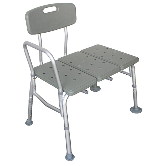 Adjustable Aluminum Shower Chair with Backrest & Handles, 330 lb Capacity Bath Transfer Bench for Tub and Shower Safety – Gray