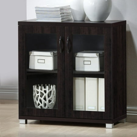 American Modern Sideboard - Baxton Studio Zentra Modern and Contemporary Dark Brown Sideboard Storage Cabinet with Glass Doors