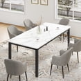 thumbnail image 1 of Qinaqin 79 inch cm de Profundidadining Mesa 6-PersonIndustrial Kitchen con Metálico Legs Redondo Corners para Sala, 1 of 7