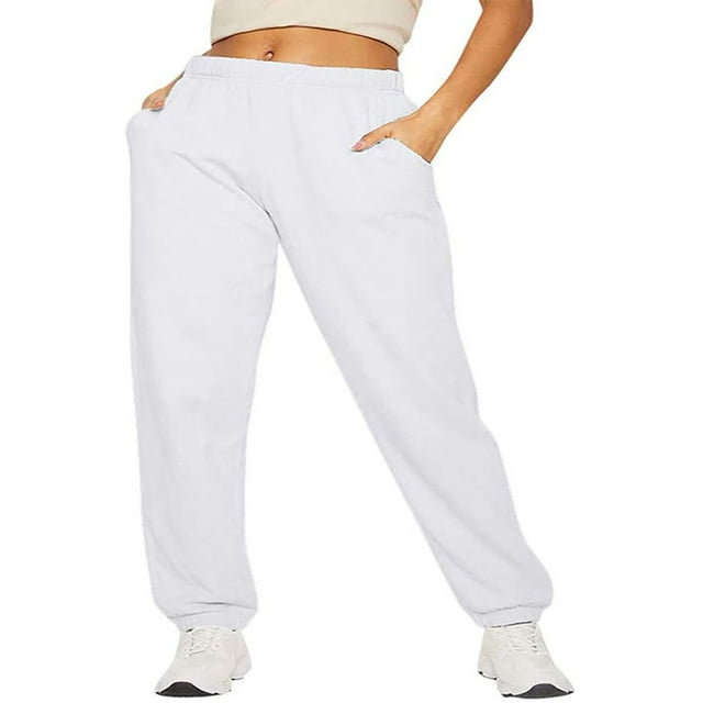 Pantalon de Jogging Décontracté pour Femmes en Coton à Taille Haute avec Poches