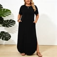 thumbnail image 5 of Tqcoqu Women's Plus Size Casual Maxi Dresses,Short Sleeve Loose Beach Dress Sundress with Pockets,Black Women's XL-XXXXXL, 5 of 9