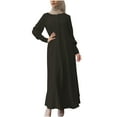 thumbnail image 2 of Womens Abaya Evening Gown Muslim Maxi Dress Solid Loose Fit Long Cardigan Robe Open Front Maxi Length Round Neck Dress, 2 of 7