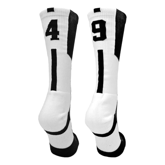 Player Id Black/White Number Crew Socks (#49, Small) - #49,Small