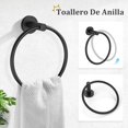 thumbnail image 3 of Negro Mate 5 Piezas Toallero de Baño Set, Acero Inoxidable SUS304 Toallero de Baño Set, Kit de Accesorios de Baño de Pared, 3 of 4