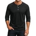 thumbnail image 4 of 3/4 Sleeve Baseball T-Shirts Mens Henley Tops Sport Athletic Jersey Tee Buttons Shirts Black 3XL, 4 of 5
