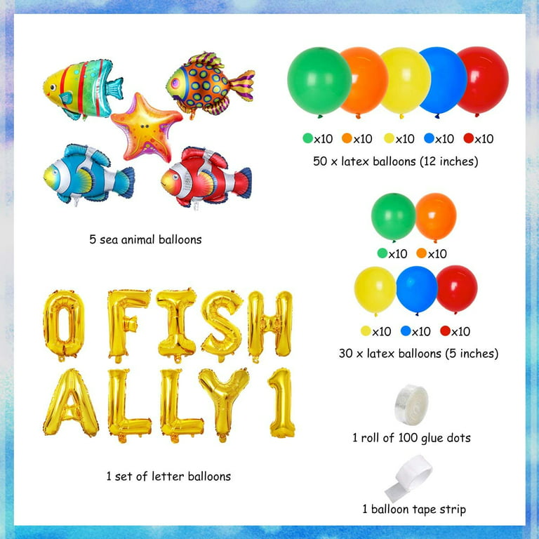 Fishing 1st Birthday Decorations Balloon Garland Arch Kit, O Fish Ally One  Banner, Fish Foil Balloons for Little Fisherman, Gone Fishing Themed First