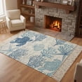 thumbnail image 3 of Navy Blue Grey Coastal Washable Area Rug 3'x5',Sea Turtle Nautical Coral Summer Beach Woven Cotton Tassels Kitchen Rugs,Non Slip Indoor Door Mat Throw Carpet for Entryway Living Room Laundry Room, 3 of 9