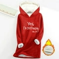thumbnail image 2 of Winter Warm Tunic Tops for Women Hoody, Sherpa Fleece Lined Hoodie Funny Pullover Sweaters, Yes I'm Still Freezing (Large, Red), 2 of 3