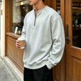 thumbnail image 6 of Chiccall Mens Plus Size Sweatshirts Quarter Zip Long Sleeve Solid Pullover Sweatshirts Casual Loose Fit Athletic Sweat Shirts for Men, 6 of 7