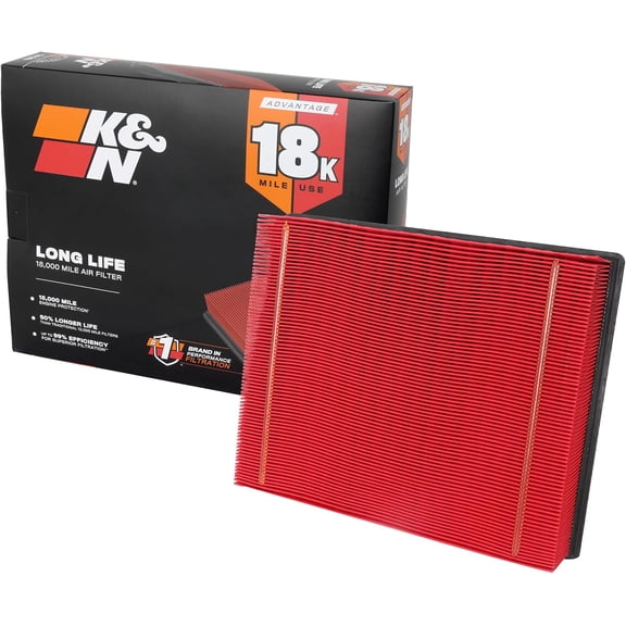 Engine Air Filter: Long Life 18,000 Mile Replacement Air Filter: Compatible with 1999-2019 Chevy/GMC Truck/SUV V6/V8 (Silverado, Suburban, Tahoe, Sierra, Yukon, Avalanche), KNA-2129