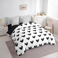 thumbnail image 3 of Manfei Girls White Black 7-Piece Twin Bedding Sets,Cartoon Loves Print Bedding Comforter Set,Romantic Theme Sheet Sets For Kids,Microfiber Bedroom Decor Reversible, 3 of 8