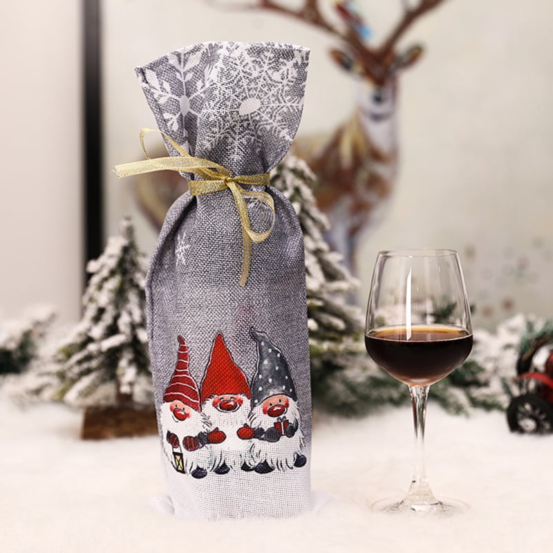 Dinner Party Christmas Santa Gift Bag Xmas Table Decoration Wine Bottle Cover 