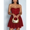 thumbnail image 6 of Women's Red Strapless Sequin Dress – Sexy Bodycon Cocktail Party Gown for Valentine's Day Prom  Holiday Events, 6 of 6