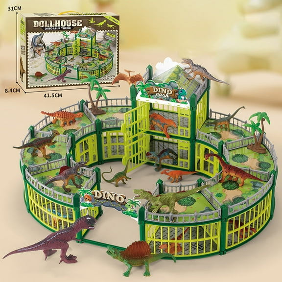 Loespoir Dinosaur Castle Building Puzzle, Educational Construction Block Set, Creative Play for All Age Groups