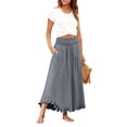 thumbnail image 2 of Wutalume Maxi Skirts for Women Flowy - High Waist Elastic Waist Solid Color Long Maxi Skirt, Soft and Lightweight for Beach Vacation Summer Daily Wear,Gray M, 2 of 8