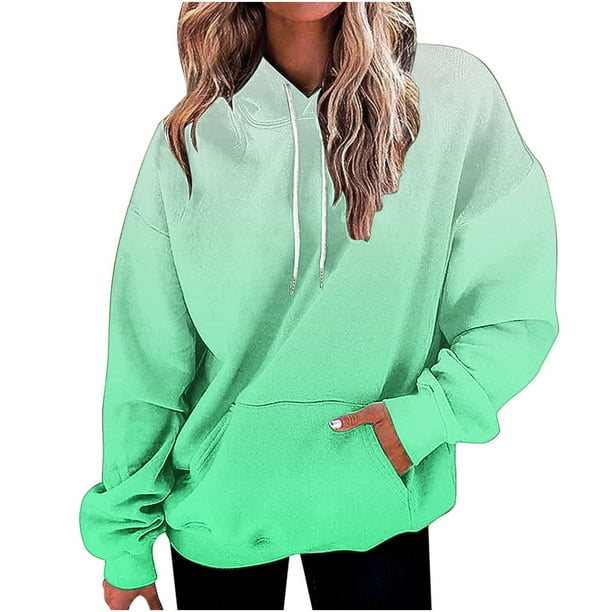 Neewe Womens Hoodies Fall Long Sleeve Drawstring Pullover Tops With Pockets Fashion Loose Casual Sweatshirt For Women