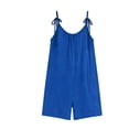 thumbnail image 4 of TaTaai Women's Summer Solid Color Sleeveless Jumpsuit Shorts Round Neck Ruched Tie Waist Pocket Casual Comfortable Romper Gift, 4 of 5