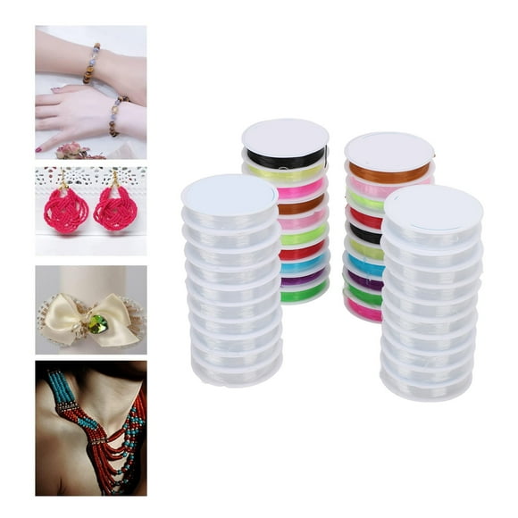 Cordón Elástico de Cuentas, PTU 40 Rollos Cordera de Perlas Elástica 0.8 mm para pulsera