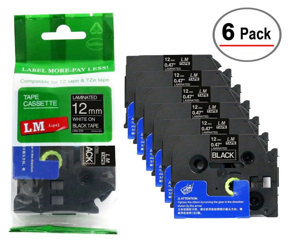 6 PK TZe-B31 231 431 531 631 731 Label Tape Compatible Brother P-Touch 12mm 1/2" 