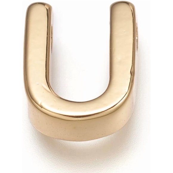 10 Pcs Real 18K Gold Plated Brass Letter Charms Long-Lasting Plated Pendants Accessory Letter.U Jewelry Findings for Personalized Name Necklace Making U: 8.5x6.5x3mm Hole: 1.6mm