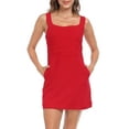 thumbnail image 6 of HDE Women's Linen Mini Dress Summer Dresses with Pockets Red - XL, 6 of 7