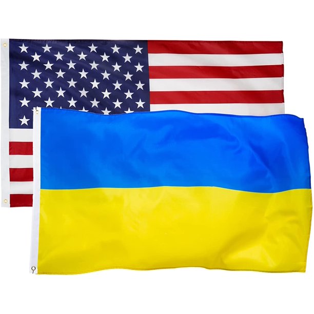 Ukraine Flag and American Flag 3x5ft Combo Pack Ukrainian + USA Flags