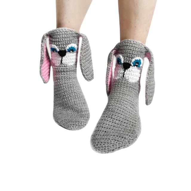 ZAXARRA Chaussettes Décontractées pour Femmes Hiver Automne, Style Animal Patchwork Antidérapant Chaussettes de Sol