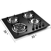 Fichiouy 23” Gas Cooktop Built-in Stove in Black with 4 Burners