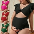 thumbnail image 6 of ZPAQI Maternity Sexy One Pieced Swimsuit Bathing Suits Twist Front Monokini Swimwear, 6 of 20