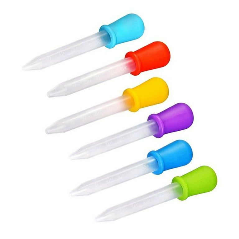 6 Pack Liquid Droppers Silicone 5ml Clear Liquid Medicine Eye Dropper,  Plastic Dropper Pipettes Infant Dropper Feeder with Bulb Ti