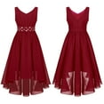 thumbnail image 5 of LiiYii Kids Girls Shiny Beaded Chiffon Ball Gown V Neck Sleeveless Wedding Party Dress Formal Evening Gowns Burgundy 8, 5 of 7