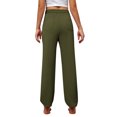 thumbnail image 7 of Fesfesfes Girls' Comfy Trousers Solid Color High-Waisted Button Zipper Closure Straight Pants Soft Fabric Partys Wearings for 7-16 Years(Green#4,9 Years), 7 of 7