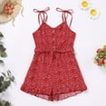 thumbnail image 6 of FYMNSI Mommy and Me Rompers Matching Outfit Sleeveless Belted Casual Jumpsuit Spaghetti Strap Short Overall Set Red (Women XL), 6 of 10