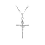 925 Sterling Silver Traditional Crucifix Cross Jesus Christ Pendant Necklace 19'