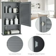 thumbnail image 4 of Giantex Bathroom Wall Cabinet, Large Capacity Storage Cupboard Cabinet w/Single Louver Door & Height Adjustable Shelf, Wood Wall Mounted Medicine Cabinet, Gray, 4 of 6