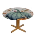 thumbnail image 3 of TIAOTIAOHOU  Round Table Cover, Waterproof Reusable Table Cloth Round Fitted Vinyl Tablecloth with Elastic Edged for Parties Outdoors, Autumn Watercolor Pumpkin Thanksgiving White, 3 of 7