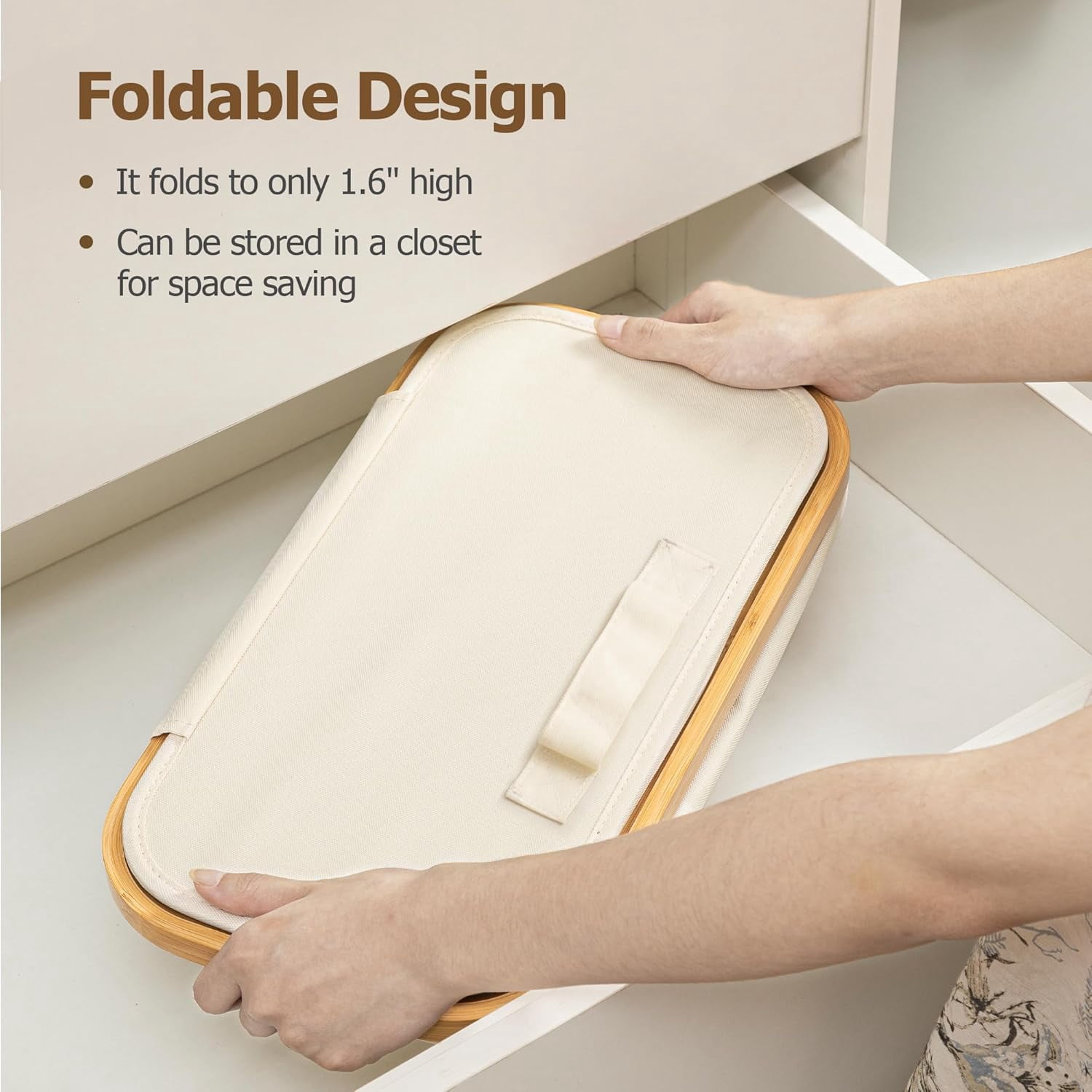 HBlife 60L Slim Laundry Hamper with Lid and Removable Inner Bag,Beige