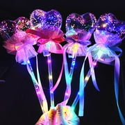 Pop Ball Star Ball Colorful Star Love Heart Novelty Kids Toy Fairy Flashing Wands Party Cosplay Props Rave Toy Light-up Magic Ball Wand Glow Stick LED Magic Fairy Stick HEART RANDOM 1PC