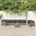 thumbnail image 1 of vidaXL 9 Piece Garden Lounge Set with Cushions Grey Poly Rattan, 1 of 5