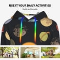 thumbnail image 4 of Fotbe Planets And Their Moons Pattern Womens Long Sleeve Hoodie, Pullover Hooded Sweatshirt, Kangaroo Pocket Hoodie with Eye-catching Drawstrings-, 4 of 7