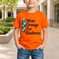 thumbnail image 2 of Norvella Boys Wear Orange For Kindness T Shirt Feather Letter Graphic Crew Neck Short Sleeve Regular Fit Casual Tee Awareness Top, 2 of 6