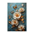 thumbnail image 5 of Mudket Framed,Canvas Wall Art,Ready to Hang,White Peony Golden Leaves Orange Butterfly Floral Canvas Print, Botanical Wall Decor, for Bedroom Living Room Office Decor - 12"L x 8"W, 5 of 10