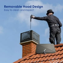PWTOOL Carbon Steel Chimney Cover - Black Chimney Cap, Chimney Fireplace Cover, Chimney Flue Cover to Fit On Existing Flue Tiles, Chimney Vent Cap with Hood Plate (13" x 13")