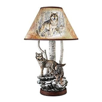 Al Agnew Spirit of The Forest Wolf Art Table Lamp by The Bradford
