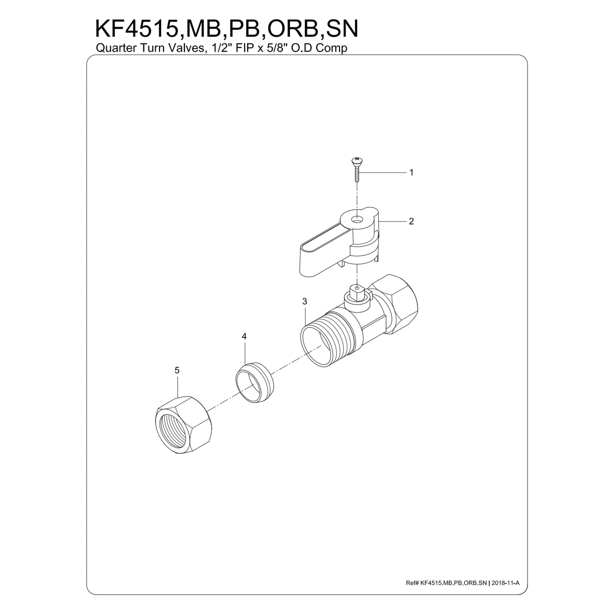 Kingston Brass KF4515ORB 1/2-Inch FIP x 5/8-Inch O.D. Comp Quarter-Turn Straight Shut-Off Valve in Oil Rubbed Bronze